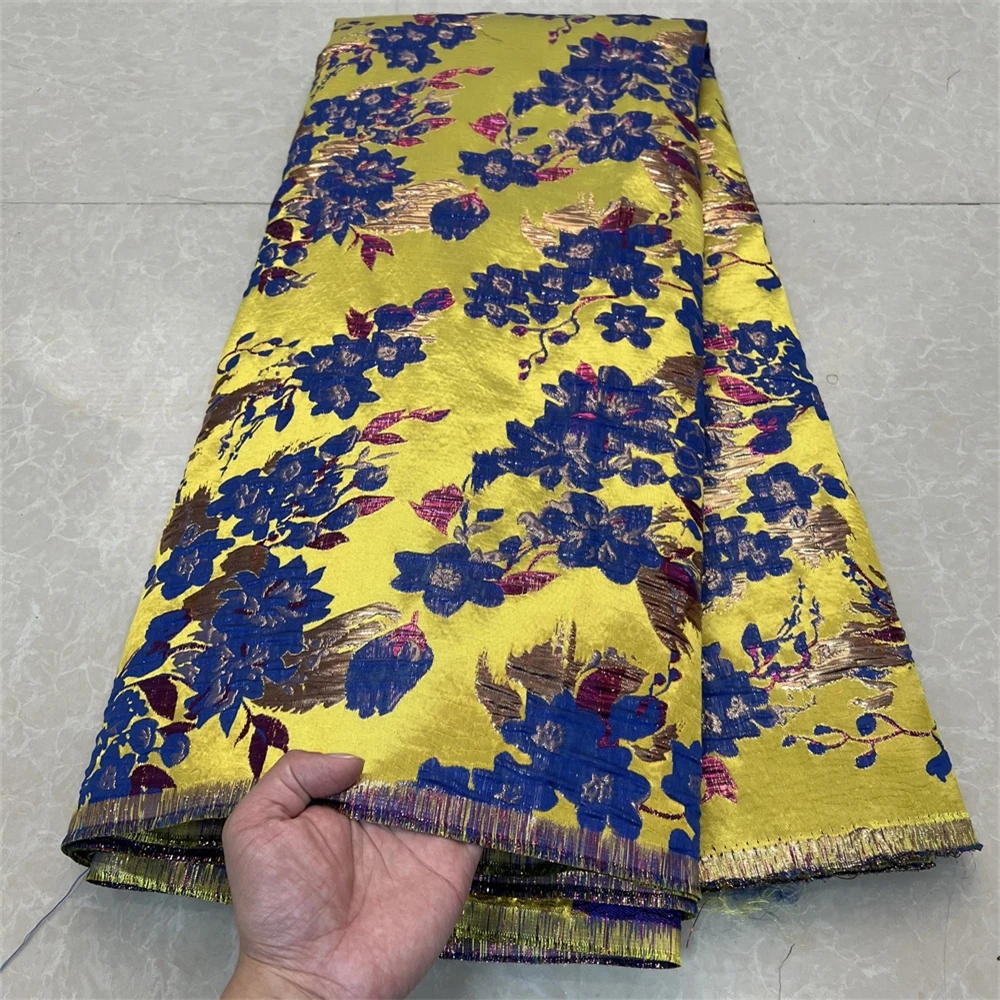 Nigerian African Jacquard Brocade Lace Fabric,Embroidery,2025,Evening Dresses,Tulle,Carbon,Fabrics For Sewing By Meter,5 Yards