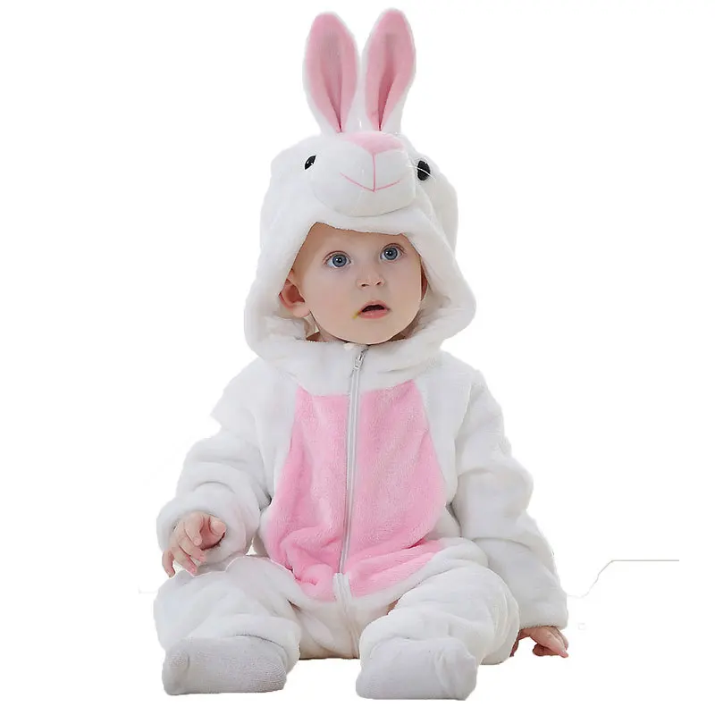 

New Children's Day white rabbit Spring Baby Jumpsuit Tassel Hooded Jumpsuit Sleepwear Animal Jumpsuit Children Crawling Suit