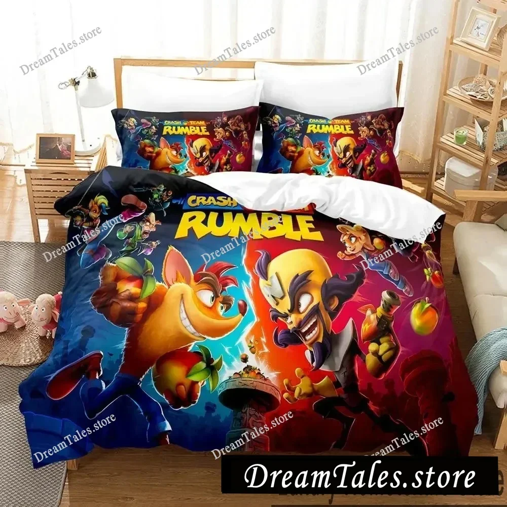 3D Print Crash Bandicoot Game Bedding Set Boys Girls Twin Queen King Size Duvet Cover Pillowcase Bed Boys Adult741