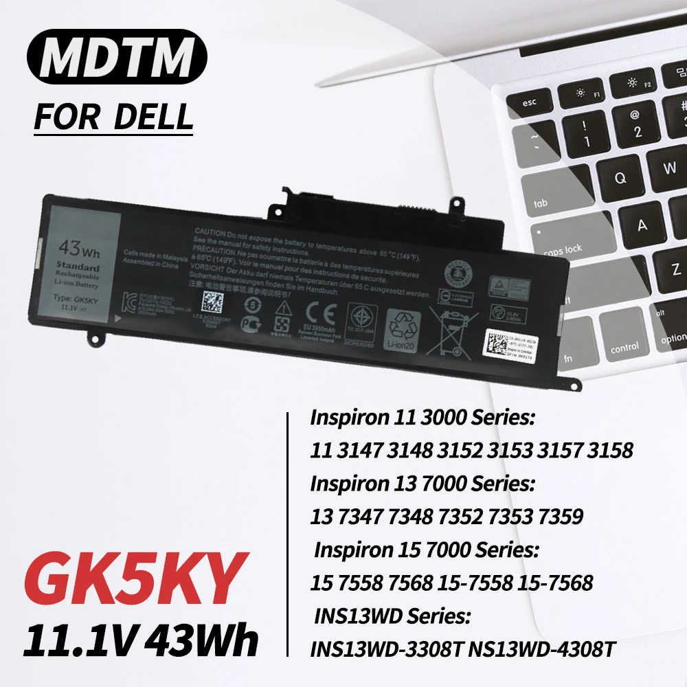 

GK5KY Battery for Dell Inspiron 11 3000 Series 3147 3148 3153 3152 3157 3158 15 7000 7558 7568 13 7353 7359 7347 7348 7352 4K8YH