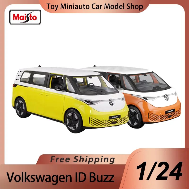 

New Product 1:25 Maisto Volkswagen Id Buzz Van Samba Miniature Diecast Model Bus Travel Taxi Car Alloy Luxury Vehicle Toys Gift