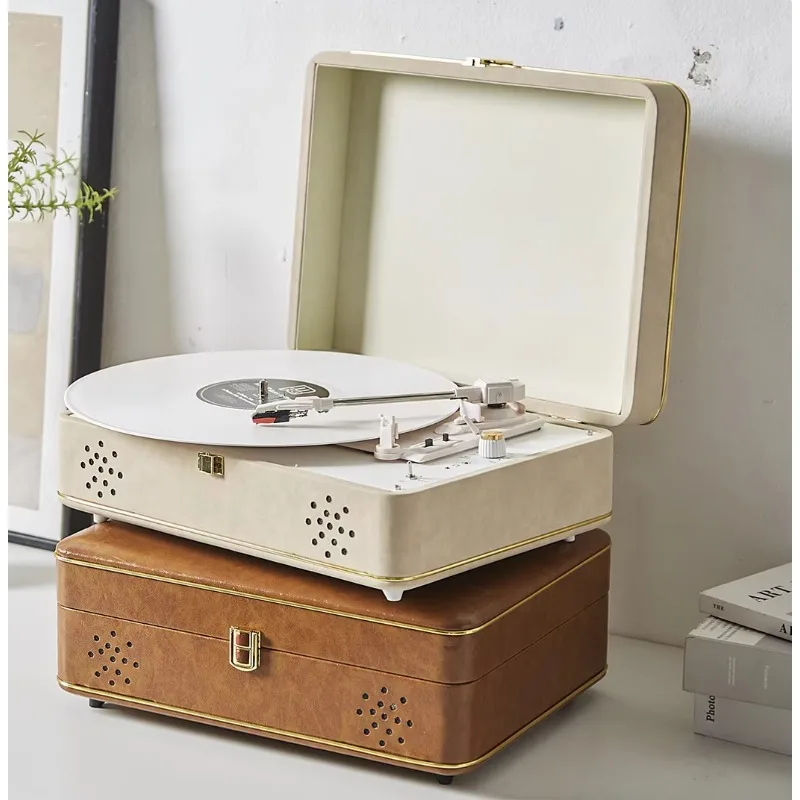 HY-T01X 2025 قابل للتخصيص خمر نمط المحمولة جراموفون حزام خشبي محرك القرص الدوار 3 سرعات مشغل تسجيلات من الفينيل