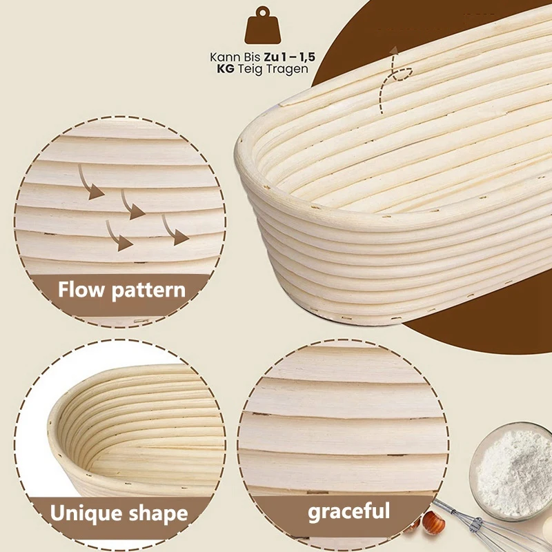 1 مجموعة الروطان التخمير سلة مجموعة عديم الرائحة وسهلة التنظيف التخمير سلة 2 إدراج الكتان
