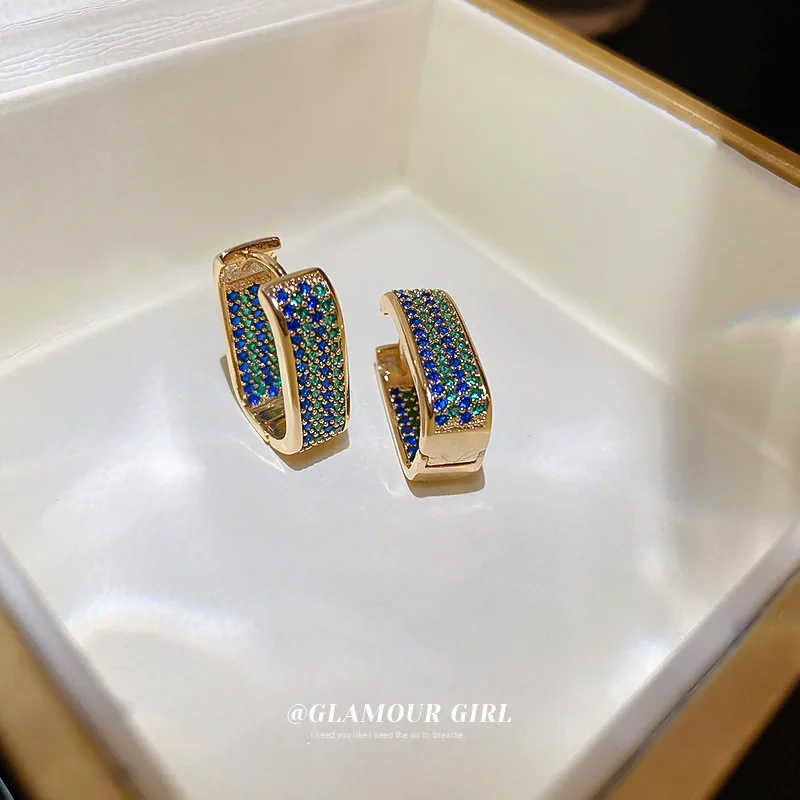 Light Luxury Senior Sense Zircon Geometry Korean Niche Ins Temperament Earrings Fashion Design Earrings Female