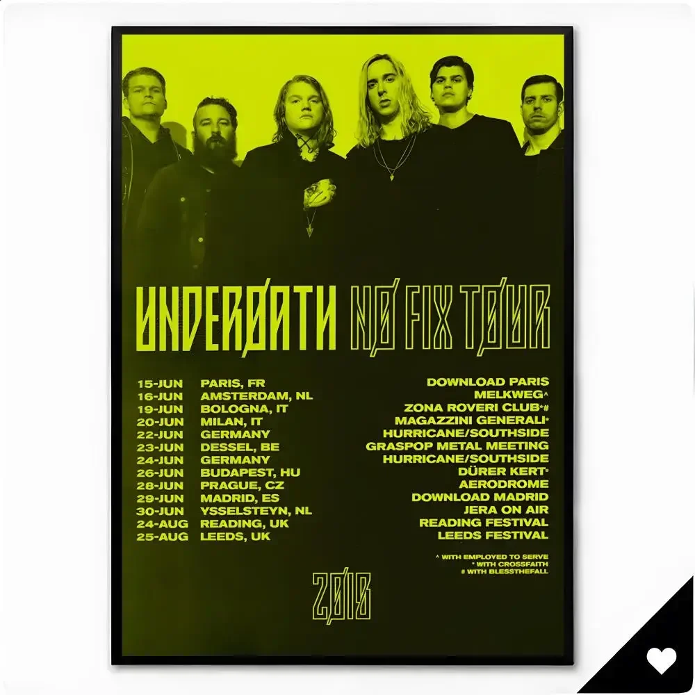 Metal Band Christian Post Hardcore Underoath Poster Framed Wall Art Painting for Living Room Interior Decor and Gift Options