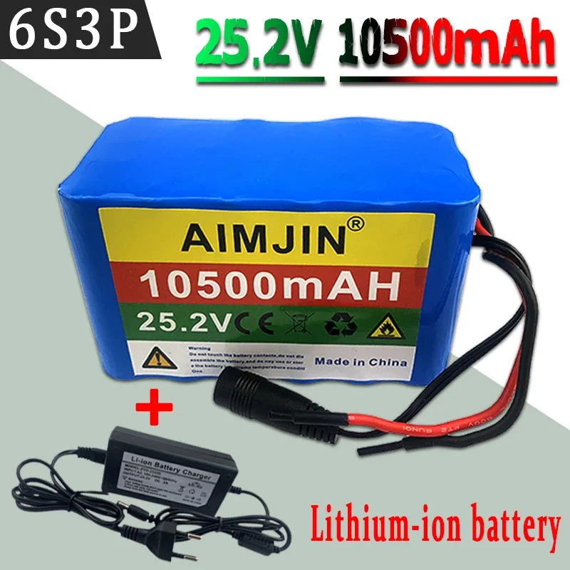 100% New 24V 10Ah 6S3P 18650 Battery Lithium Battery 25.2v 10000mAh Electric/Li-ion Battery Pack + Charger