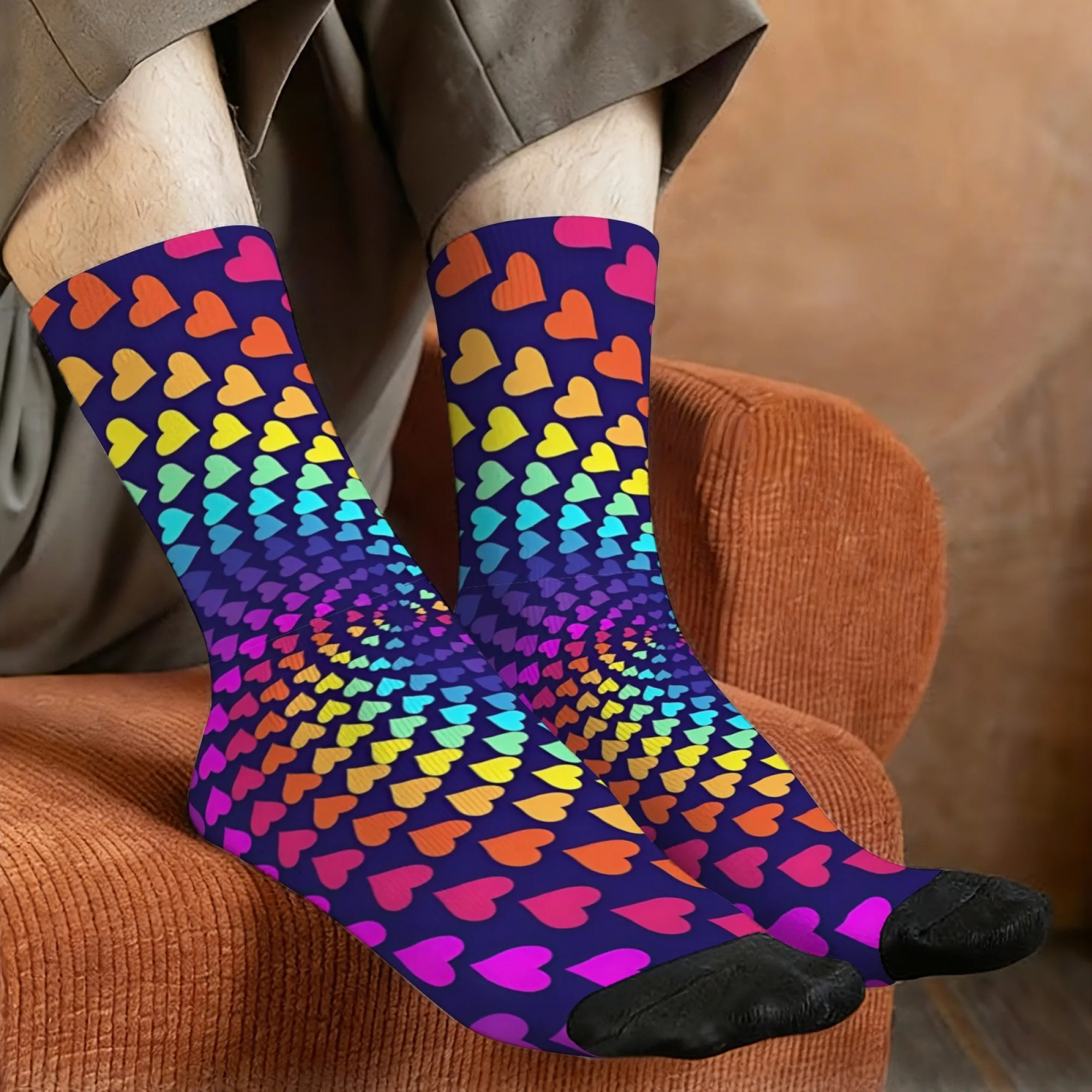 Heart Vortex Socks Non-slip Elastic Breathable Men's Socks Travel Leisure Hiking Fun Parties Street Harajuku Compression Socks