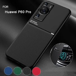 For Huawei P60 Pro Phone Case Ultra-thin Magnetic Texture Leather Case Huawei P60 PP50 Pro/Huawei P40 P30 Lite Protection Case