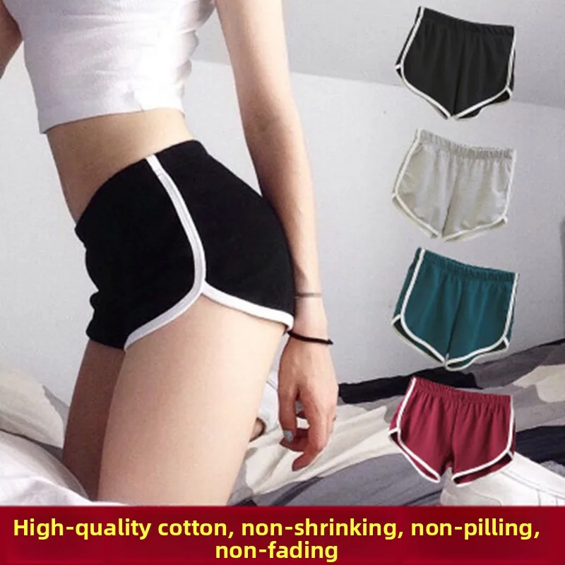 Sporty High Waist Wide Leg Short Pants Women's  Color Casual Summer Three-quarter Length Yoga Beachwear Candy Color Hot ...