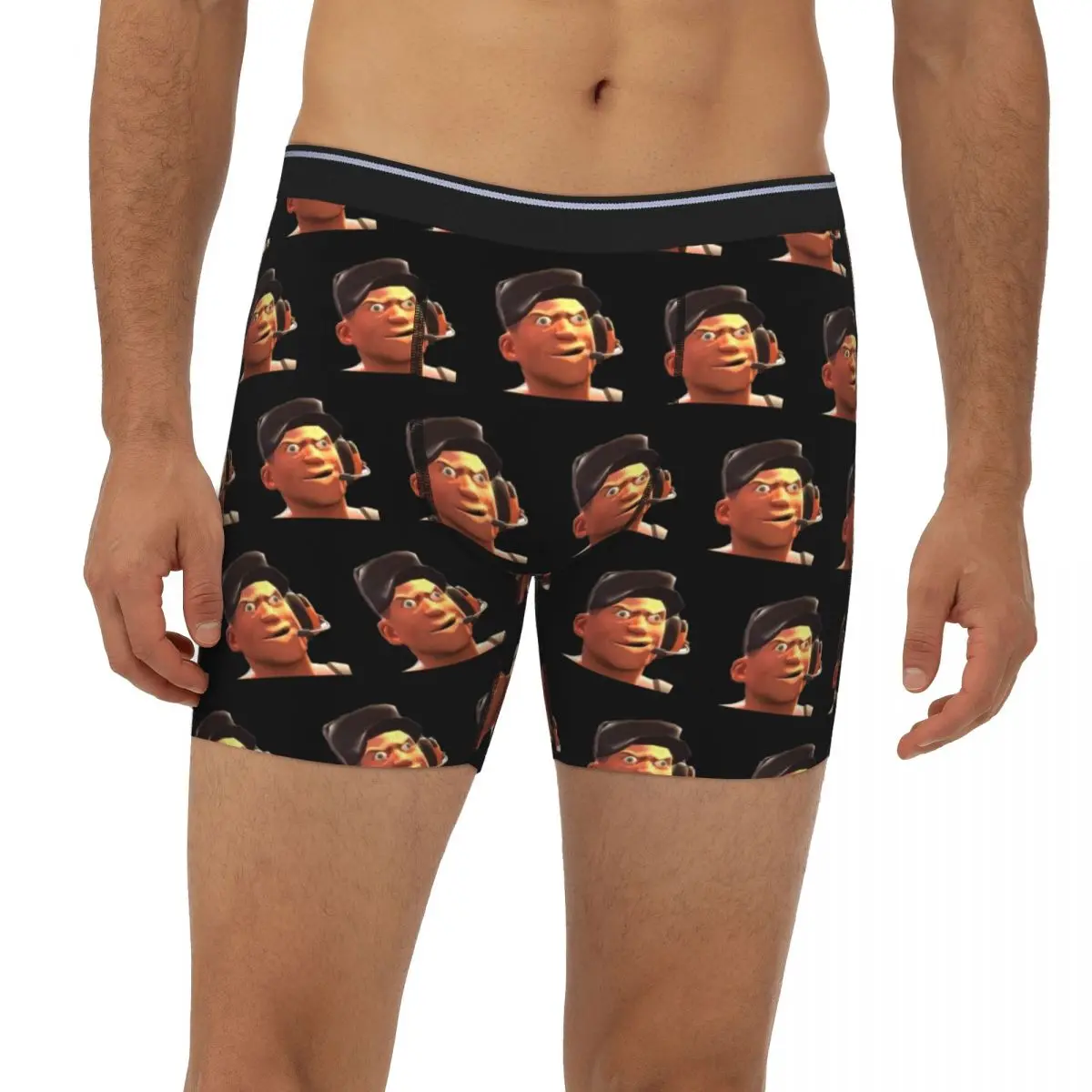 

Team Fortress TF2 Scout Gmod Face Забавный мем Длинные трусы-боксеры Короткие мужские трусы Нижнее белье для Homme Мужчина Подарок бойфренду