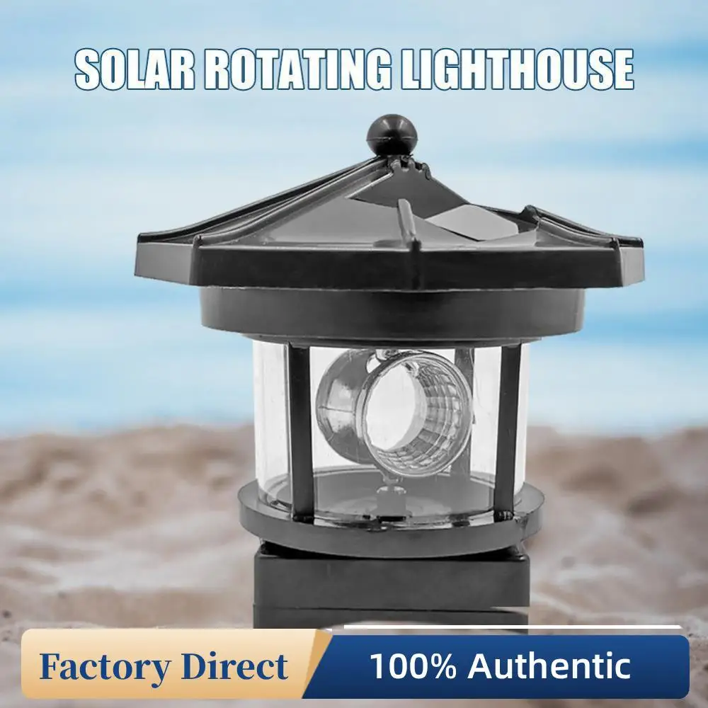 Solar Lighthouse Beacon LED Light Smart Sensor Multi functional Classic Outdoor Rotating Beam Decor Lamp for Garden Yard