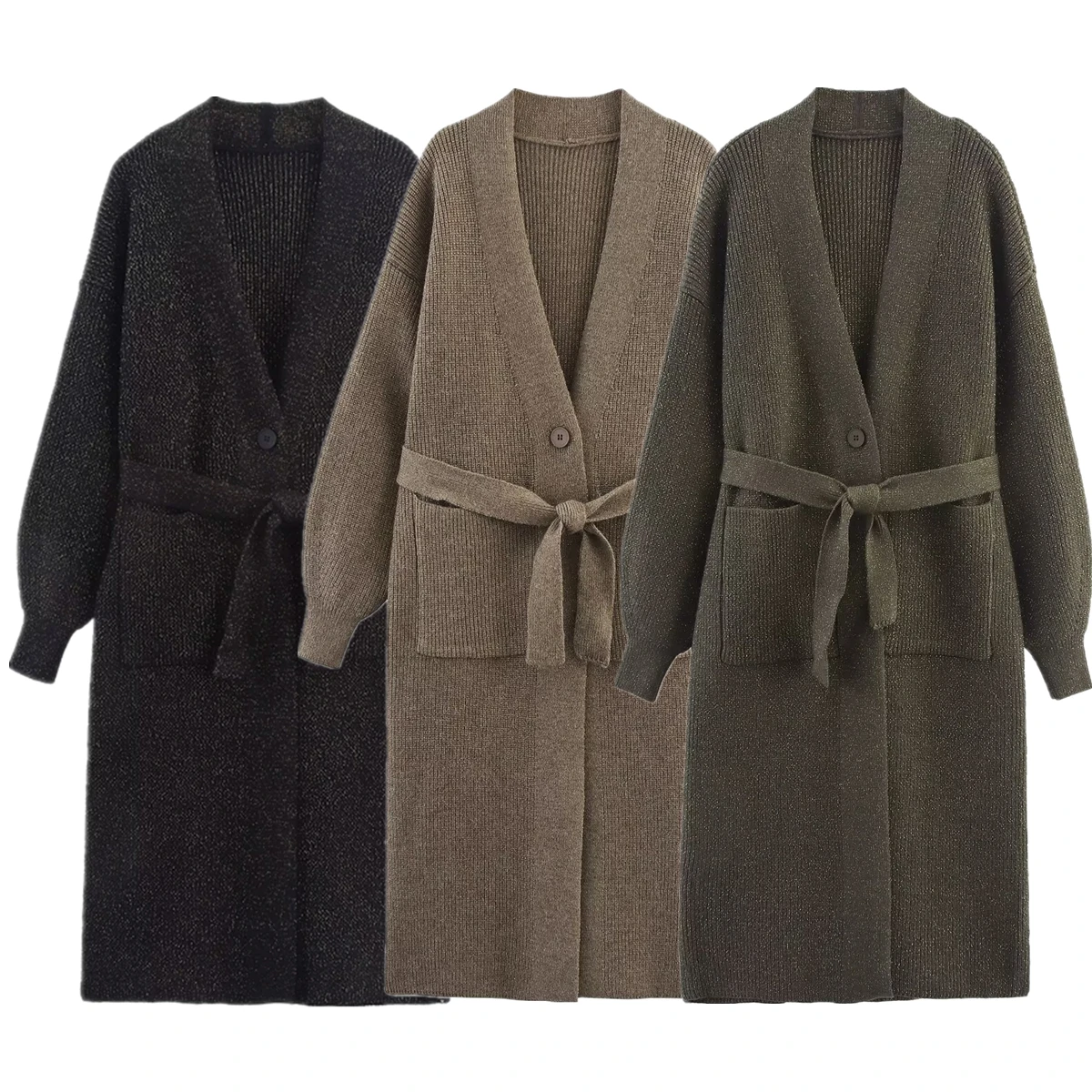 

Withered Autumn And Winter Women's French Minimalist Fashion Ladies Knitted Cardigan Jacket Long Coat Overcoat Women