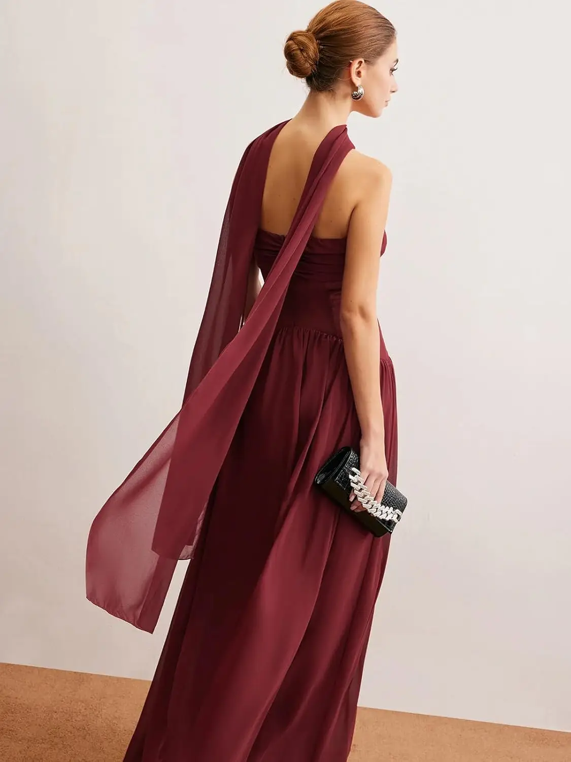 Vestidos de dama de honor con corsé plisado, vestido largo de gasa para mujer, vestido de noche Formal, vestido de fiesta elegante para mujer 2025