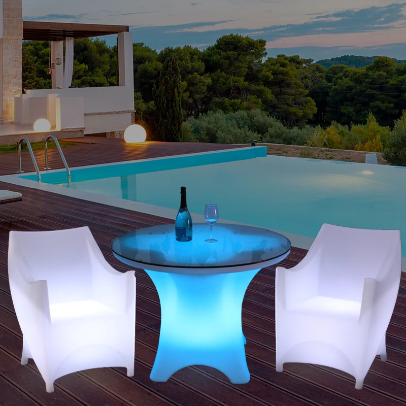 LED bar luminous round dining table chairs outdoor park rotational molding furniture