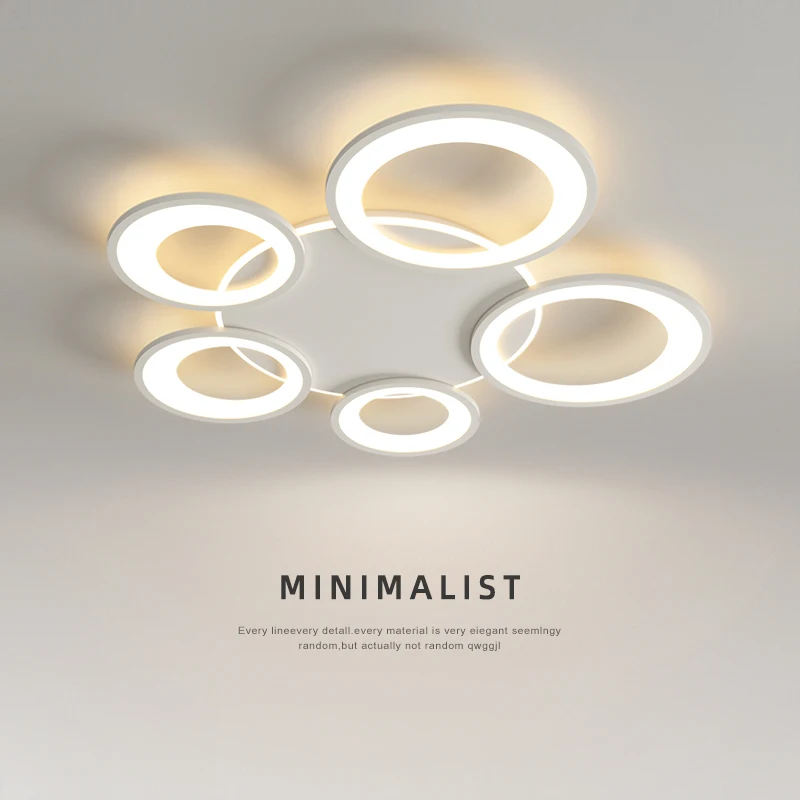 

Modern Led Chandelier Bedroom Living Room Kitchen Study Ceiling Lamp New Round Ring White Minimalist Design Remote Control Lamps