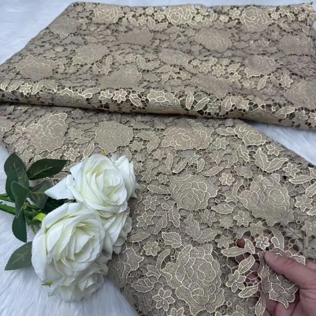 Afrikanische Wasserlösliche Spitze Pailletten Stoffe Nigerianischen Guipure-schnur Spitze Stoff Für Frauen Kleid Hochzeit Hohe Qualität 5 Yards