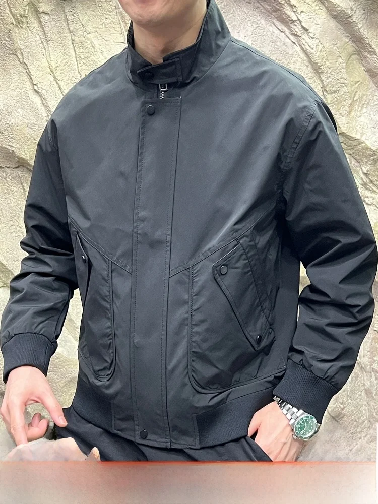 

Men's Loose Fit Stand Collar Jaet High Densi Workwear Sle Outdoor Windproof Water Repellent Stand Fit Long Sve Zi...