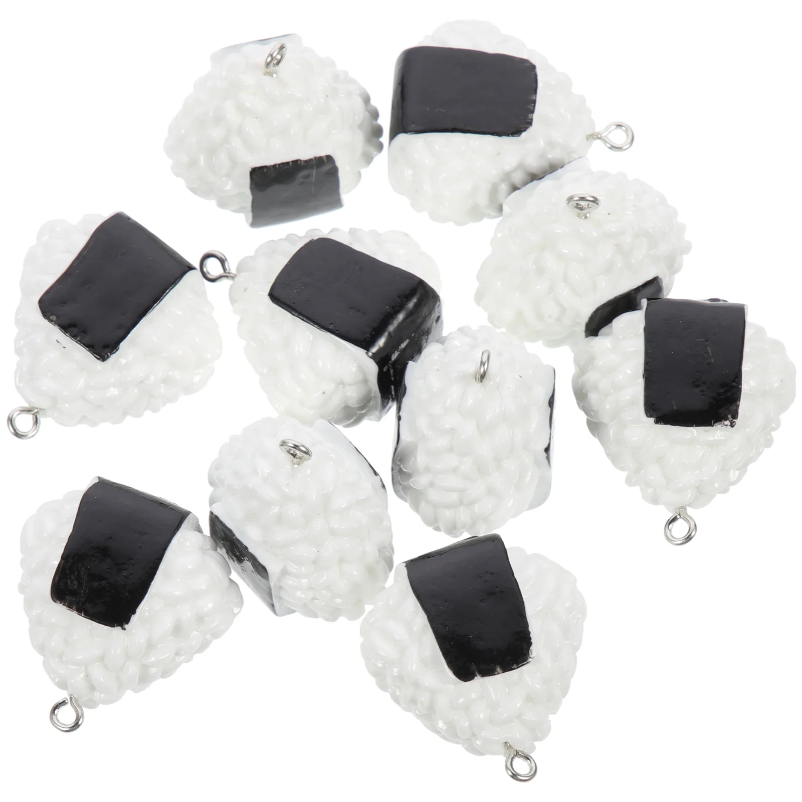 10 Pcs Imitation Sushi Rice Ball Food Resin Pendant Lovely Hanging Charms Key Chain Jewelry Making Pendants Accessories Bag