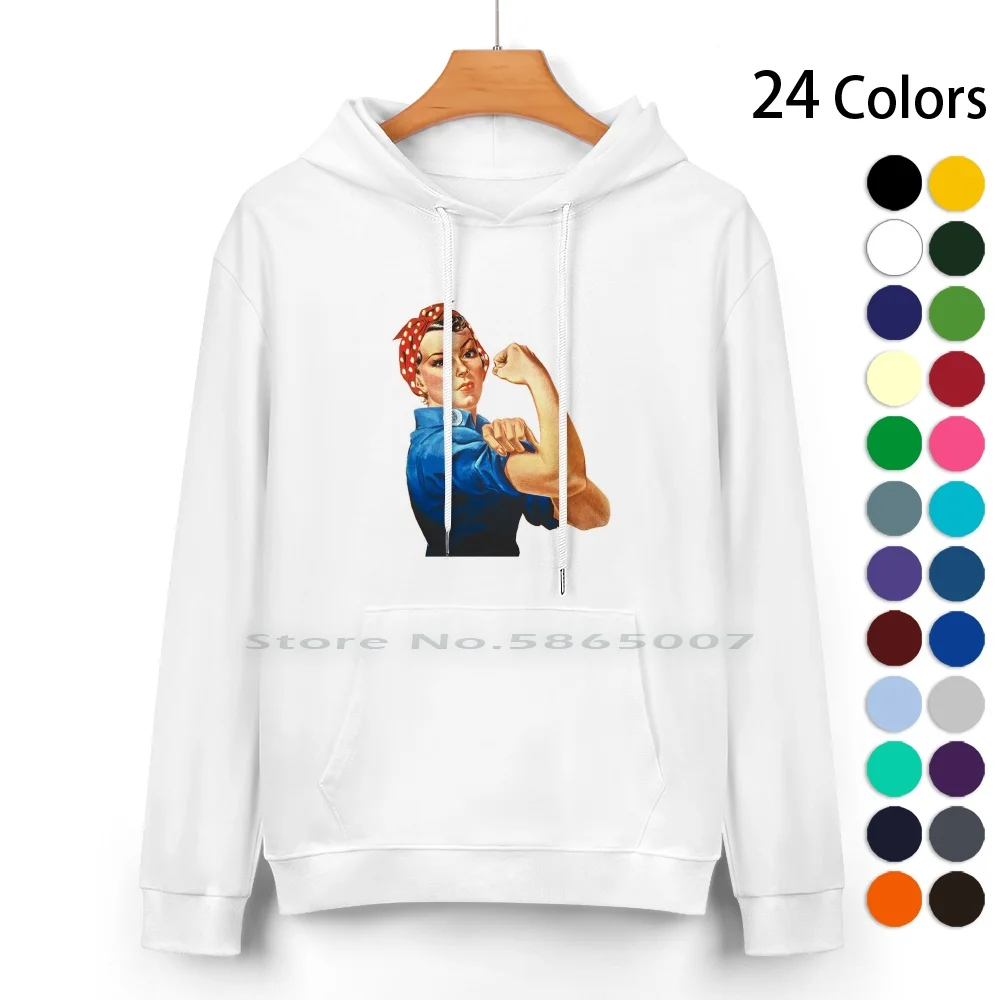 Rosie The Riveter Pure Cotton Hoodie Sweater 24 Colors Rosie The Riveter American Usa United States Untied Feminism Feminist