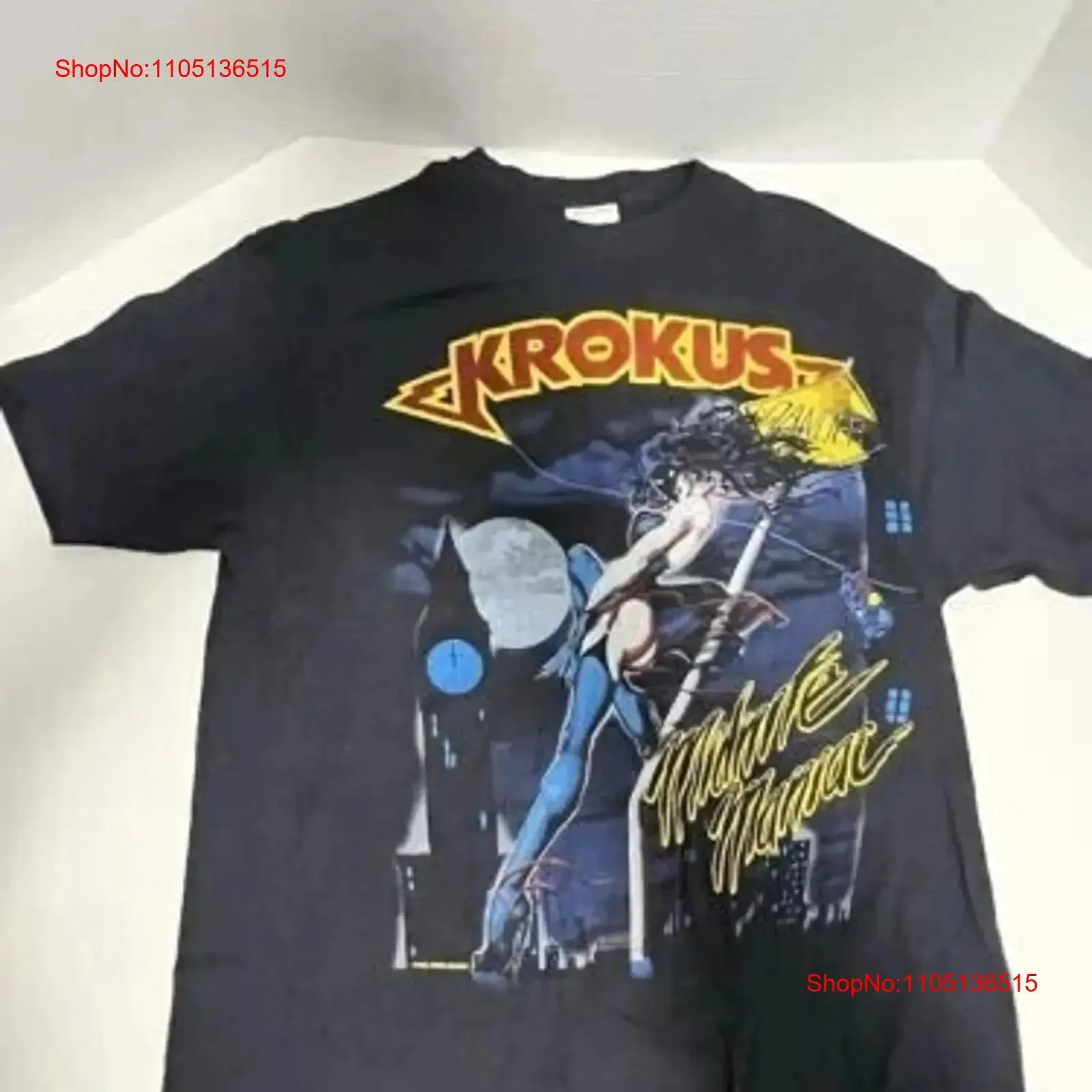 Krokus 1984 midnite maníaco blitz tour t camisa tamanho s 4xl ratt rock metal vintage lavado unisex ligeiramente roupas de grife casual
