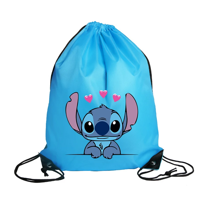 Disney Stitch borsa con coulisse Cartoon Sports zaino impermeabile Bundle Pocket Anime Terylene borse da basket bambini regali carini