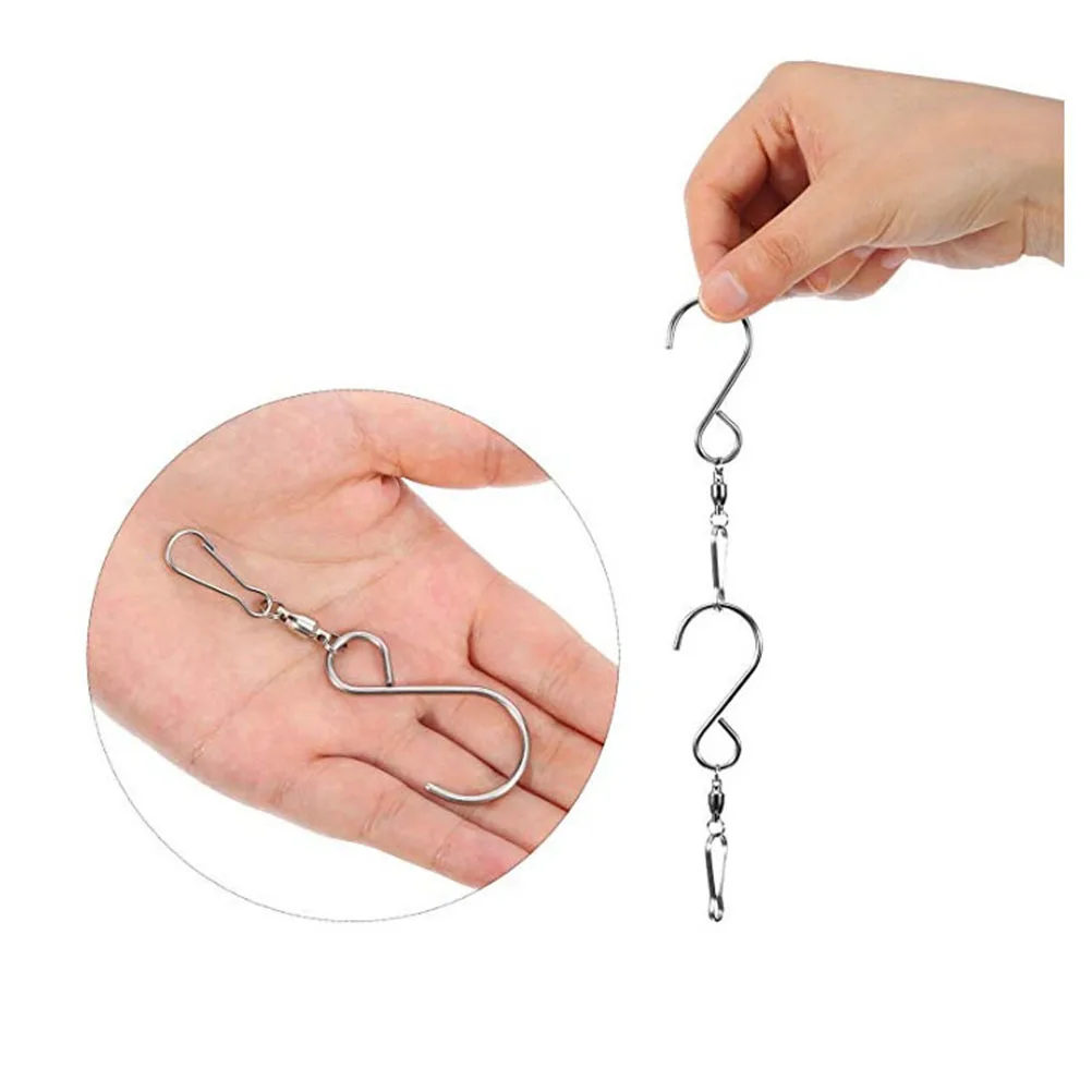 

16pc Swivel Hooks Stainless Steel Self-Rotating Garden Hanging Display Wind Chimes Hangers 360Degree Rotation