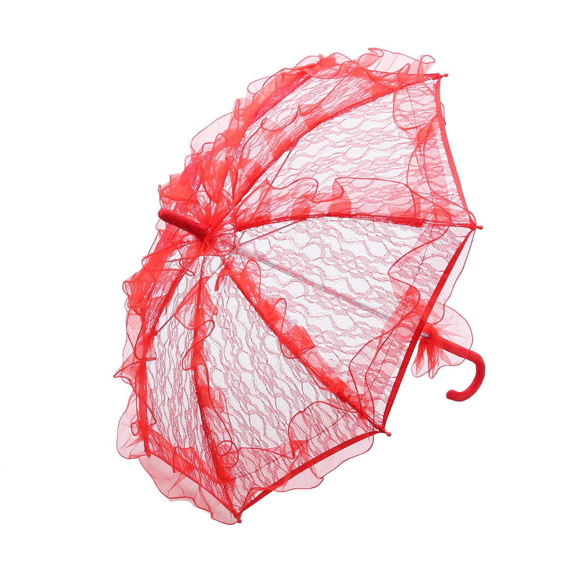 

White Parasol for Wedding Bridal Party Photo Props Small Dancing Umbrella Lace Trimming Vintage Handmade Design Elegant Wedding