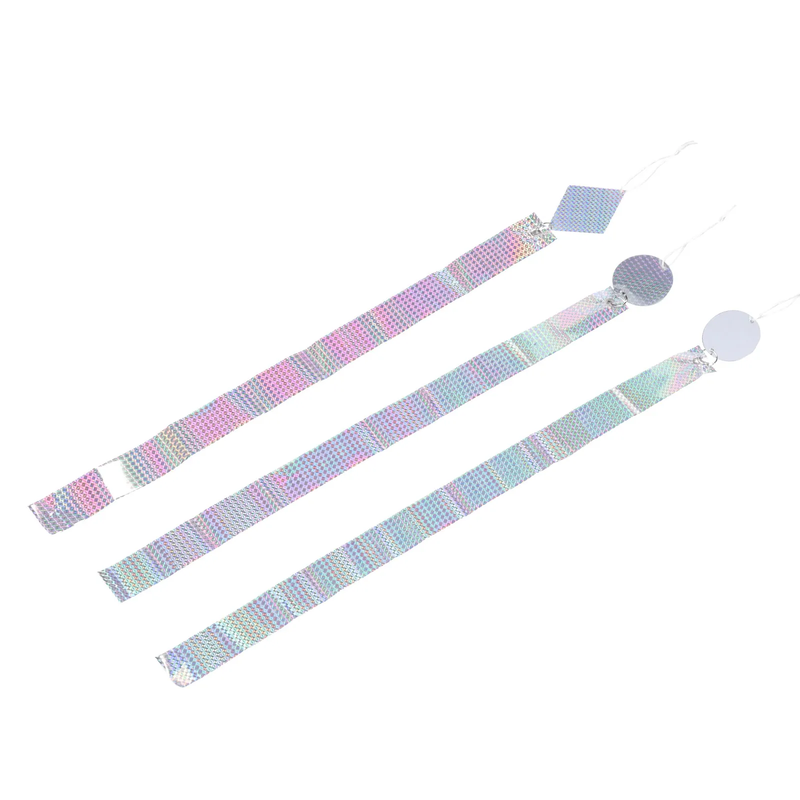 

3pcs Bird Scaring Tapes Garden Bird Reflective Ribbons Durable Double Sided Hanging Scaring Ribbons For Yard