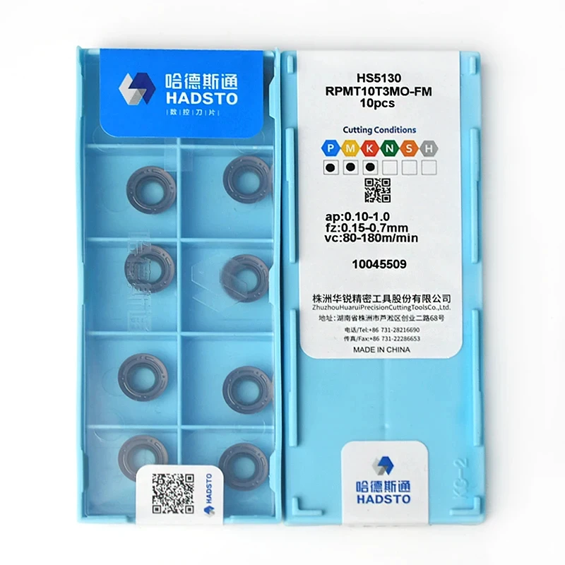 HADSTO-piezas Original RPMT, RPMT08T2MO, RPMT10T3MO, RPMT1003MO, RPMW1003MO, RPMT1204MO, FM, HS5120, HS5130, HS5115, insertos de fresado CNC, 10 unidades