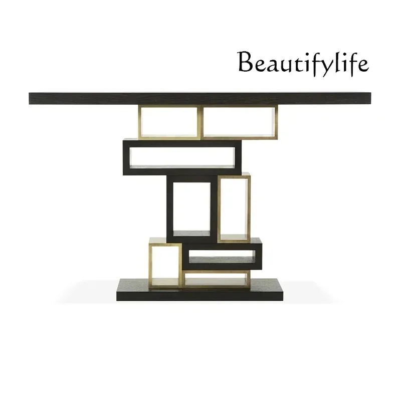 J Light Luxury Simple Stainless Steel Solid Wood Against The Wall Entrance Table Entry Living Room High-end Fashion Partition