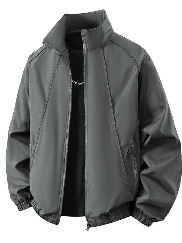 New 2026 Men's Casual Stand Collar Windproof Waterproof Jacket Durable Outdoor Fleece-Lined Spring Autumn Seasonal Coat