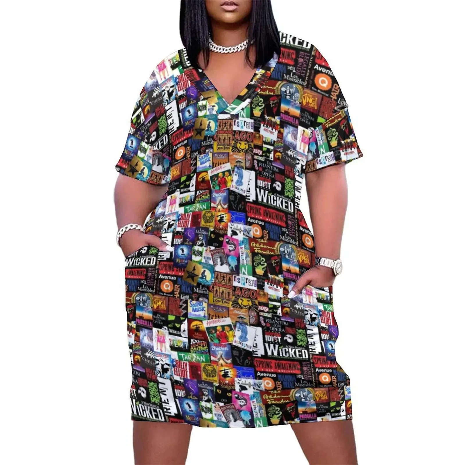 

Musicals Collage II Original Loose Pocket Dress women's clothing korea stylish loose women's dress Woman dresses