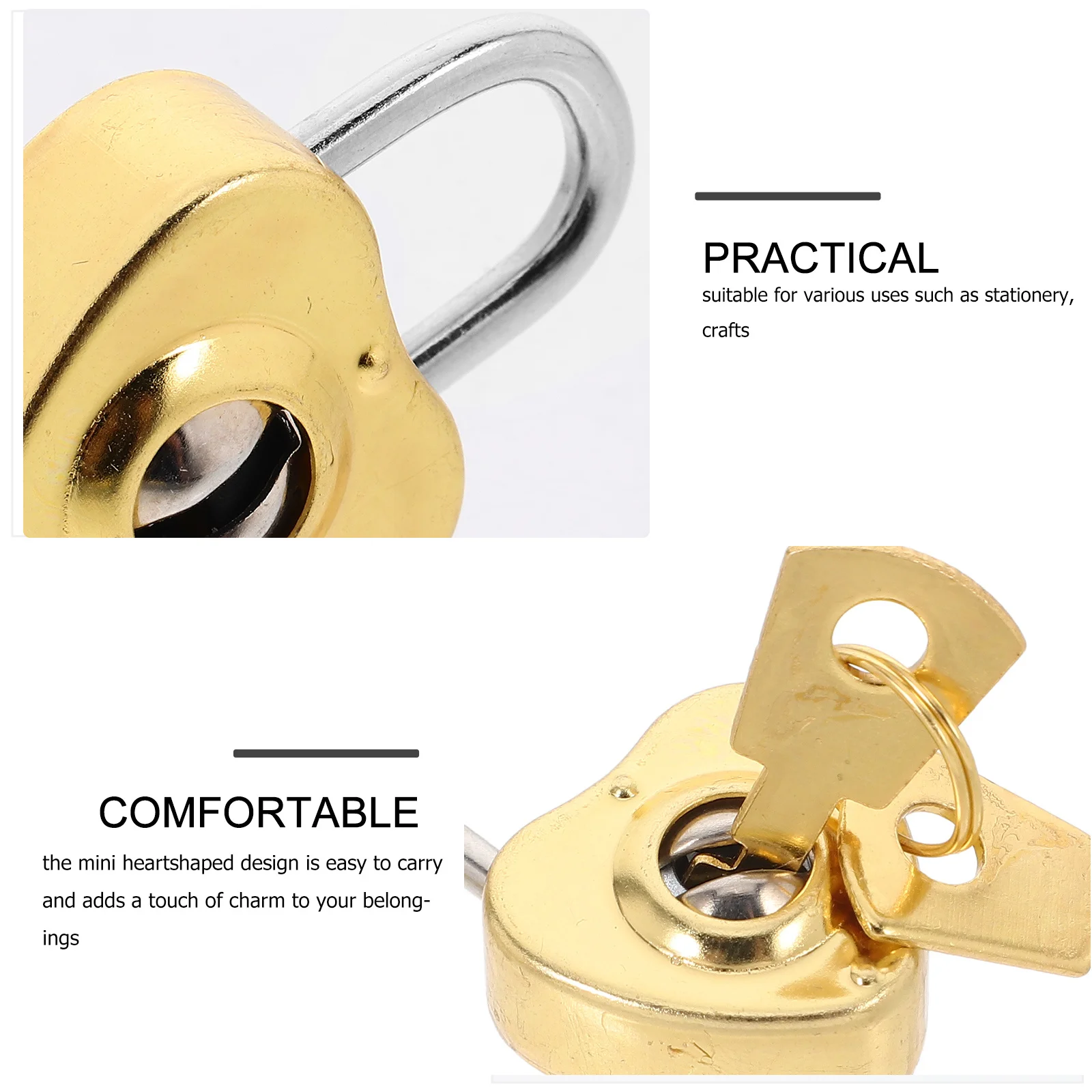 1 مجموعة صغيرة على شكل قلب قفل مفتاح صغير الحرفية قفل لطيف القرطاسية قفل الأمان مذكرات صندوق مجوهرات أقفال خمر
