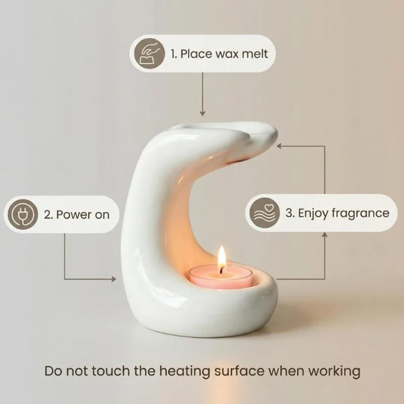 Porcelain Palm Desgin Art Aromatherapy Burner Essential Oil Furnance Oil Lamp Living Room Indoor Fragrance Decoration