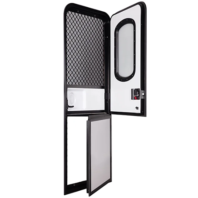 

Factory Sales Rv Accessories for America Style Camper Door with Black Door Frame and White Panel Rv Door