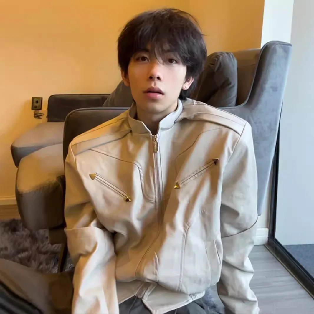 

Мужская короткая куртка из искусственной кожи в корейском стиле, винтажное мужское байкерское пальто пилота, повседневная мужская ветровка в американском стиле ретро