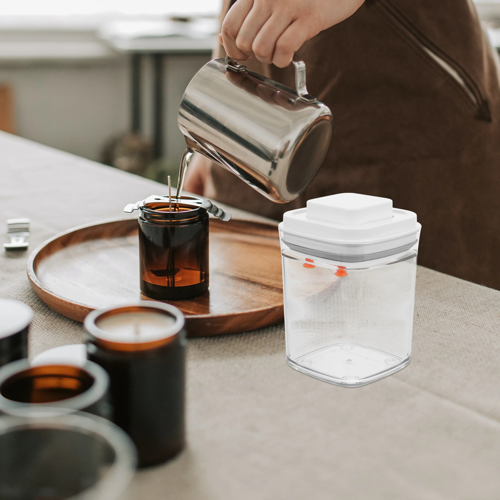 

1pc Transparent Storage Canister 3.5L Airtight Food Container For Coffee Beans Tea Sugar Snacks Dry Goods Kitchen Storage Jar