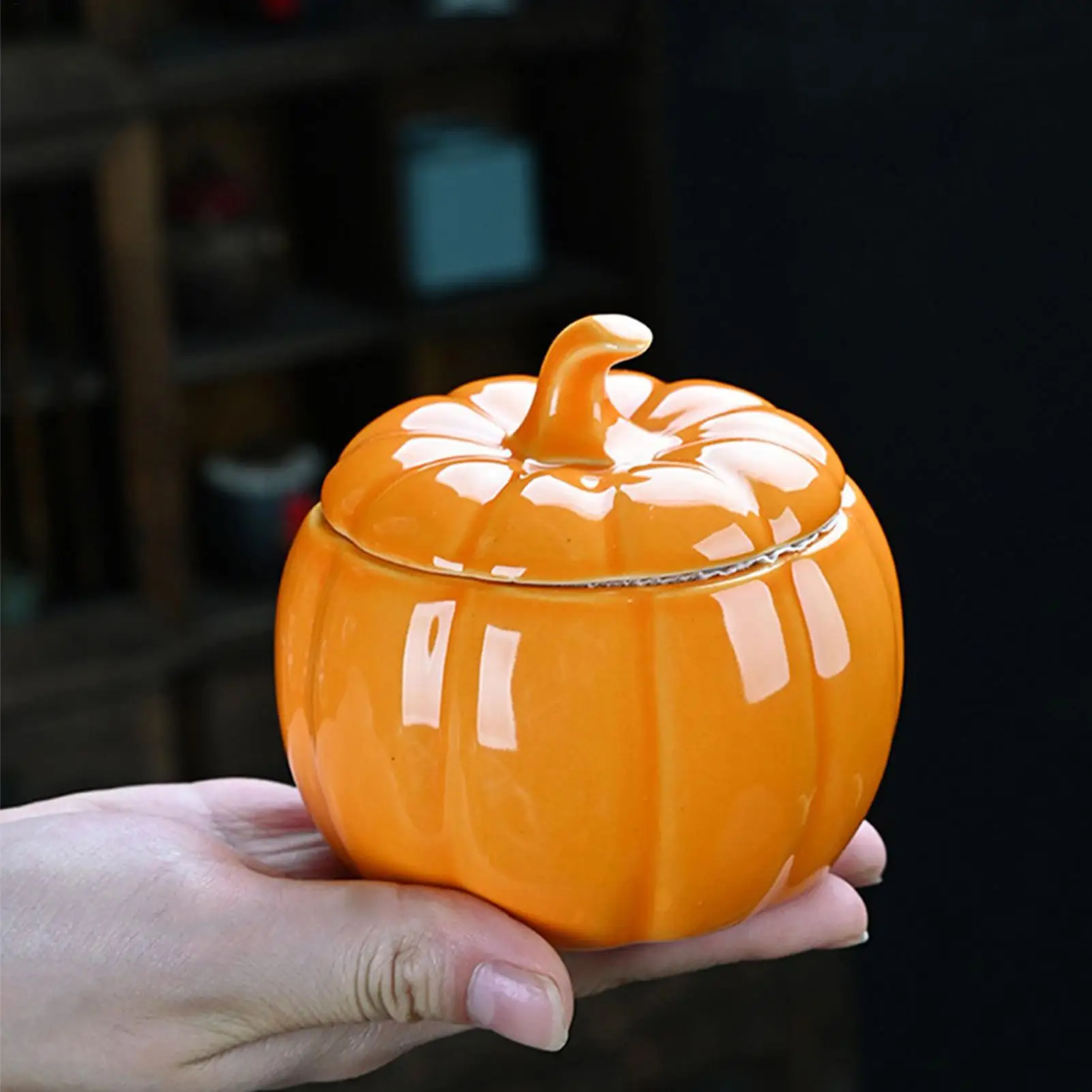 زينة الهالوين السيراميك اليقطين على شكل برطمان حلوى كوكي جرة الشكر الخريف ديكور المنزل الحصاد علب الطعام علب الشاي