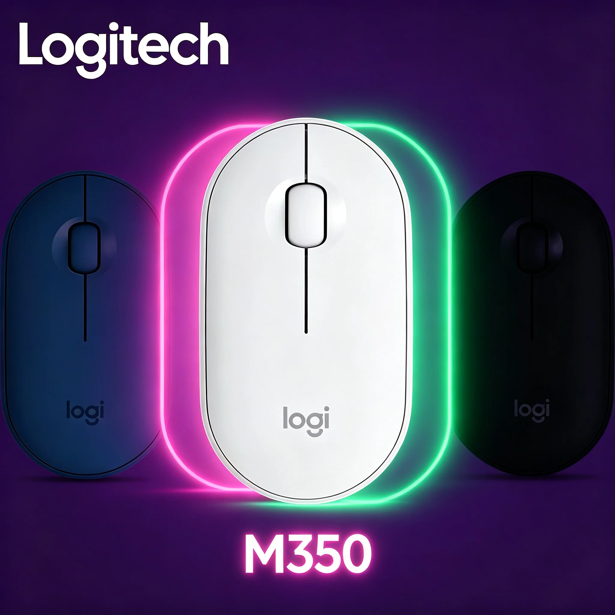 Logitech M350 Pebble Bluetooth Mouse Slim Silent Wireless Mice For Office Desktop Notebook Macbook