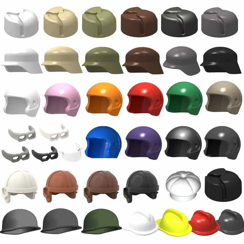 MOC Military Building Blocks Figures Accessories Motorcycle Helmets Goggles German Helmets Assembles Particles Bricks Toys Gifts