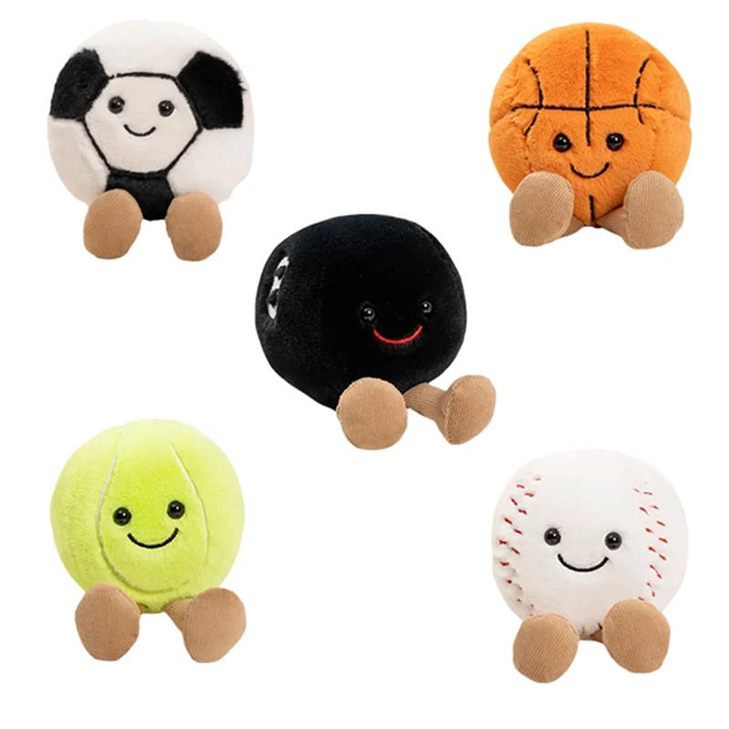 Cute Basketball Football Tennis Baseball Billiards Plush Toys Soft Stuffed Balls Pillow Players Souvenir Birthday Gift