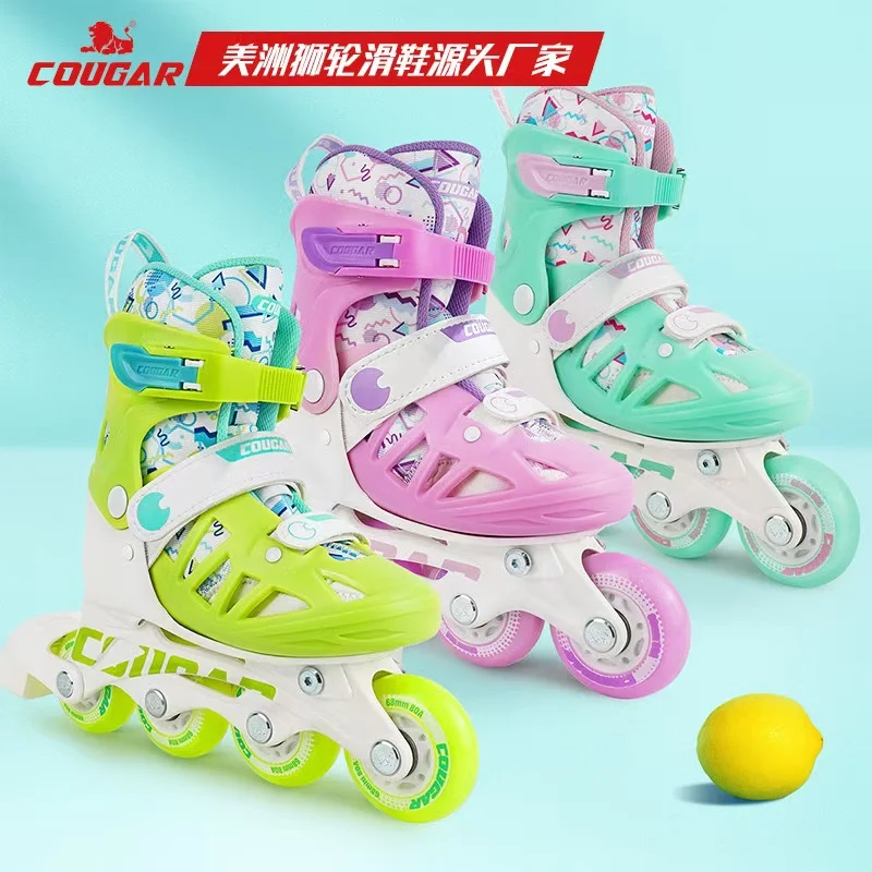 Roller Inline Skate Shoes Kids Roller Skating Shoes Sliding Free For Children Skate More Colors Flash Sneakers Adjustable Size