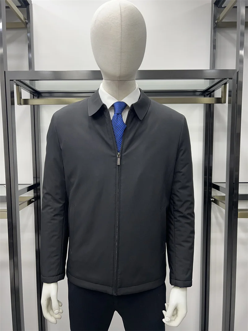 

Non-Saints Casual Cotton Jaet Classic Collar Dad Sle Single Color Bla Blue Busin Gentleman ort Length Multi kets