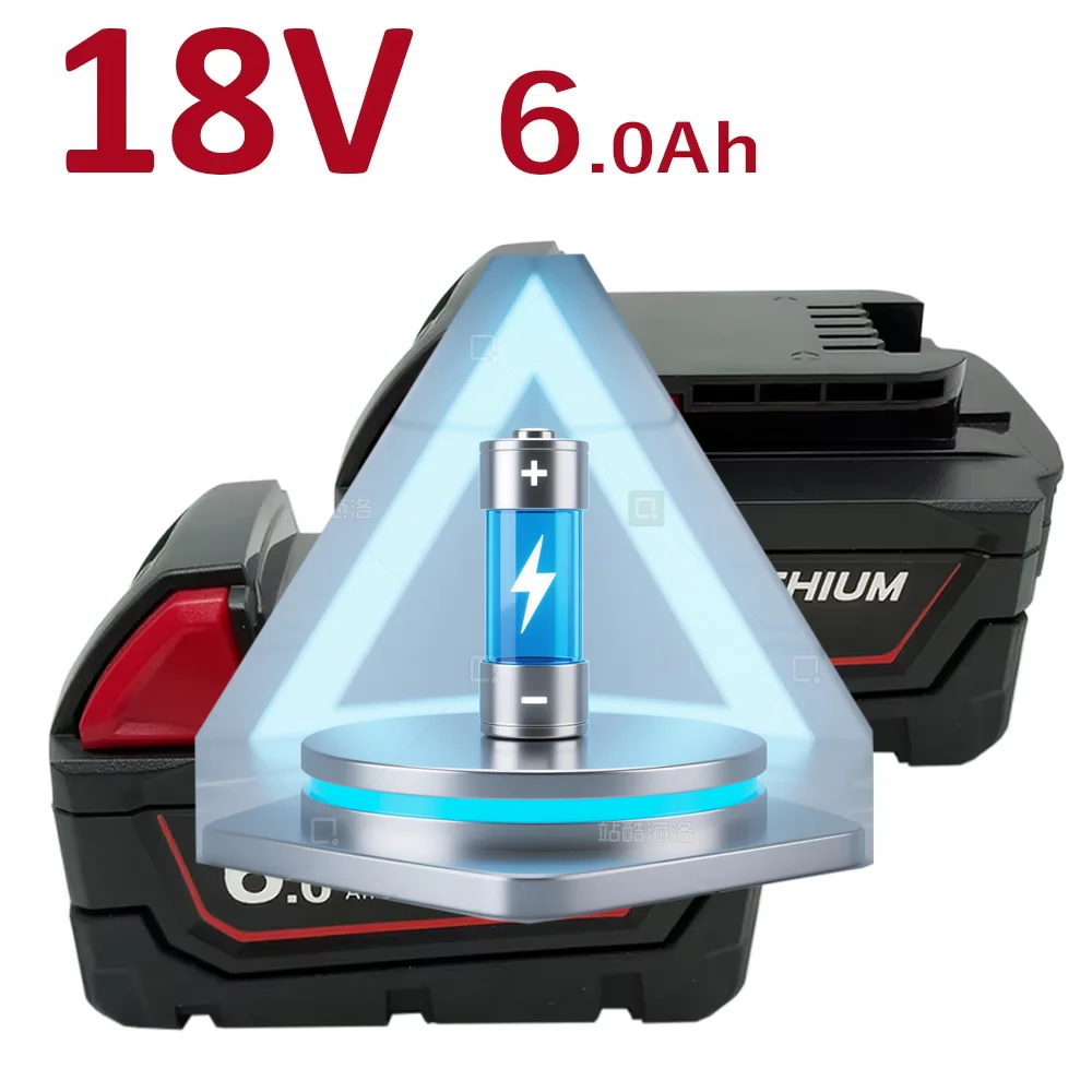 

Литий-ионный аккумулятор 18В 6000мАч, совместимый с электроинструментами Milwaukee M18B5 XC, зарядное устройство 48-11-1815 2604-20 48-11-1850