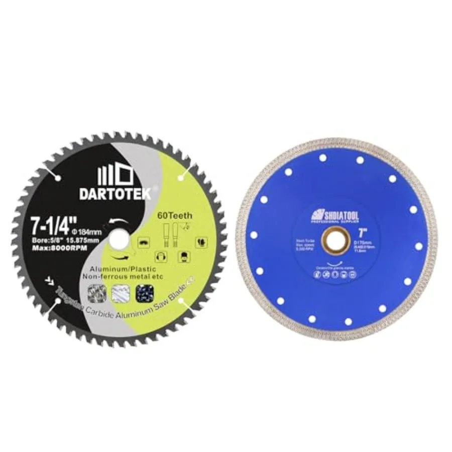 

Отрезной диск по алюминию 7-1/4 дюйма/184 мм, 60 зубьев TCG, TCT-пильный диск для алюминия и пластика с хвостовиком 5/8 дюйма для циркулярных пил