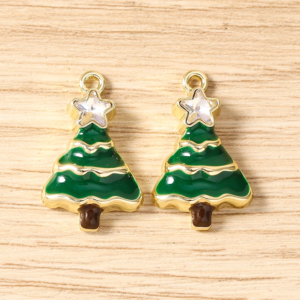 Tusember 5 Stück Emaille-Weihnachtsanhänger mit Weihnachtsmann, Schneeflocke und Schneemann für Weihnachtshalsketten, Ohrringe, Armbänder und Bastelarbeiten – Detail 5