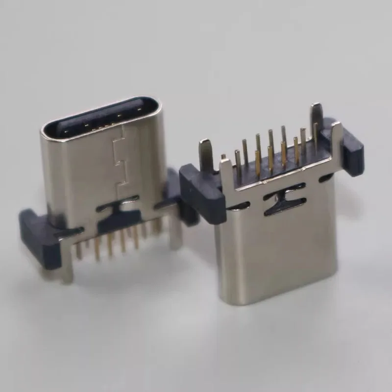 1PCS-USB 3.1 TYPE C Female Socket 16Pin Vertical Straight Plug High Current Connector 13.0mm 13.7mm Long Female USB Connector