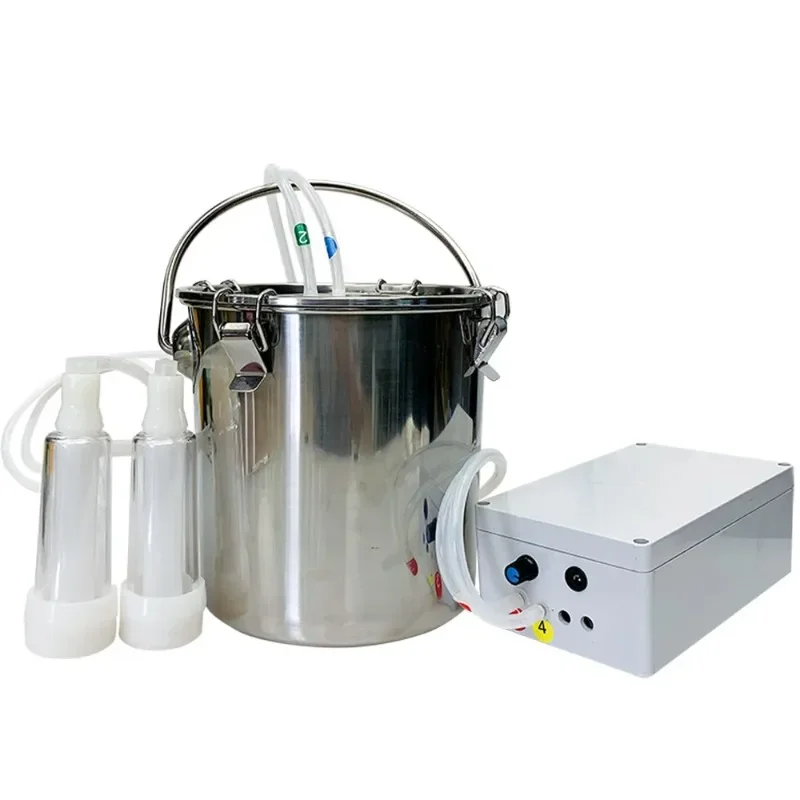 5L Electric Pulsator Milk Milking Machine For Goat Cattle Sheep Stainless Steel Milker Integrated Vacuum Pump 220V