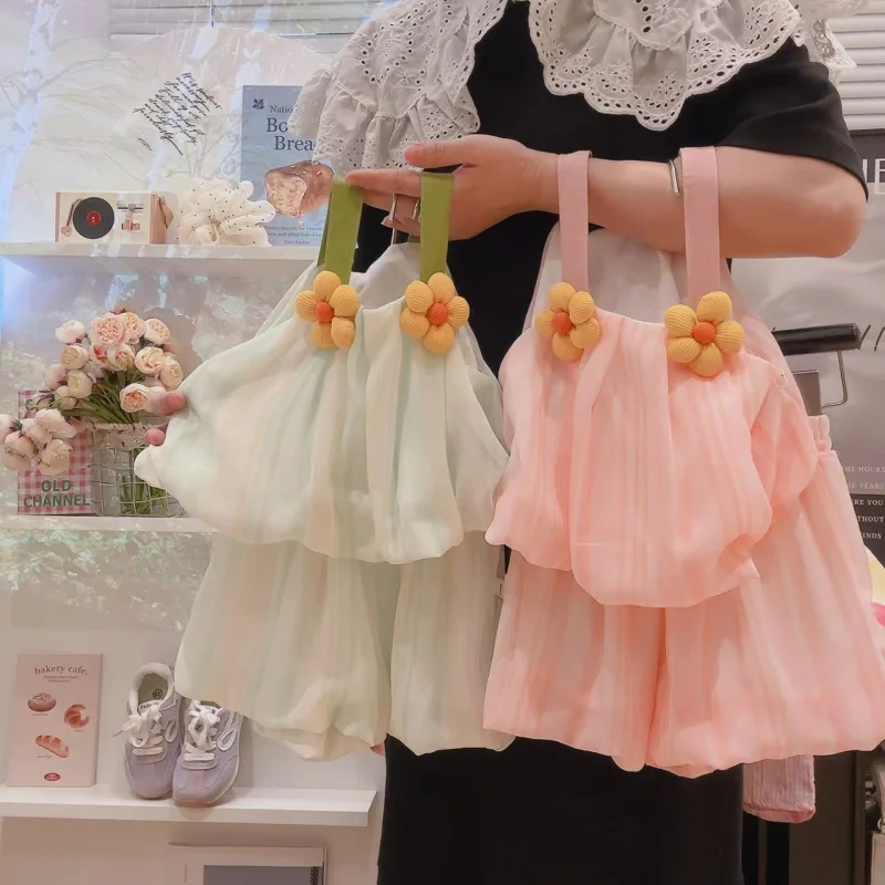 

Girls20263D Floral Strap Dress Set New Summer Fashionable Baby Sweet Floral Skirt Set, Lightweight