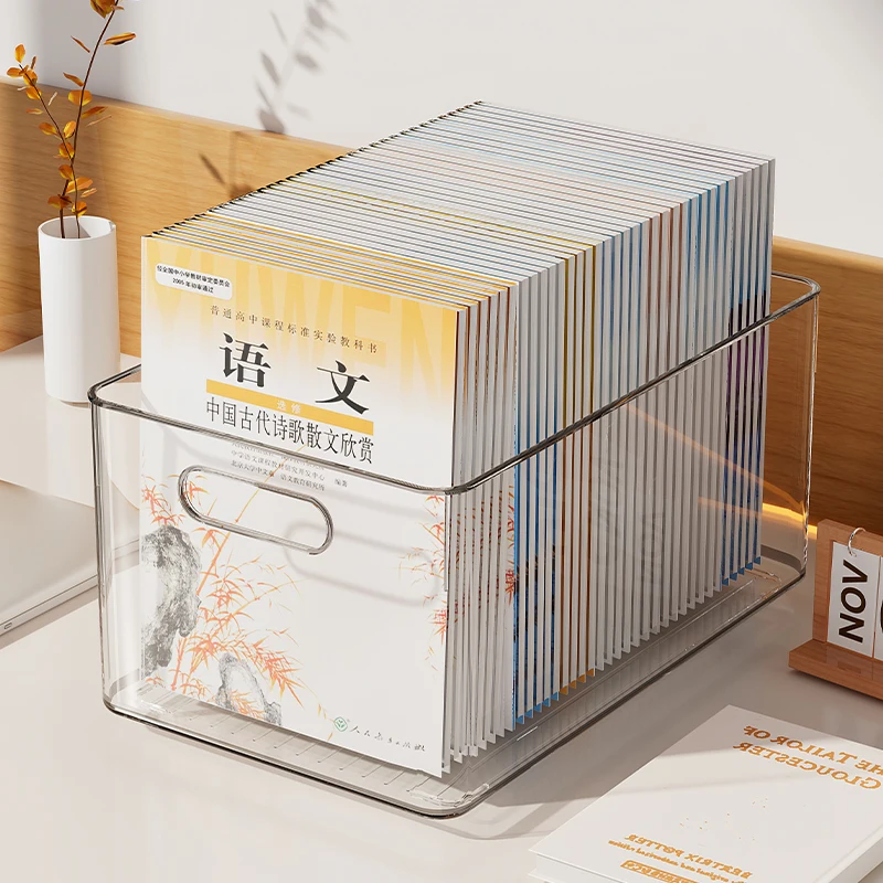 

Acrylic Rectangular Transparent Book Storage Box Desktop Old Books Stationery Organizer Student Box Simple Sle Handheld PET...